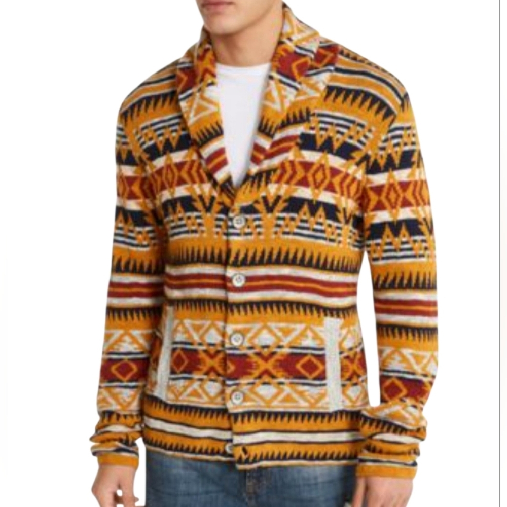 American Rag Cardigan Sweater Men's Size L Aztec Southwest Scandi Grandpa